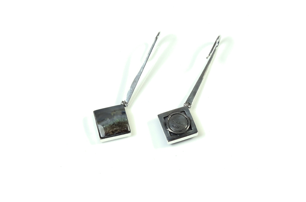 Square Earrings "Colorful" with Agate thumbnail