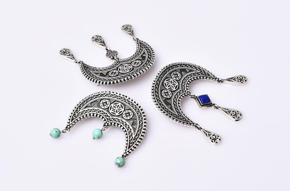 Brooch "Daghdghan"  with Natural Stones